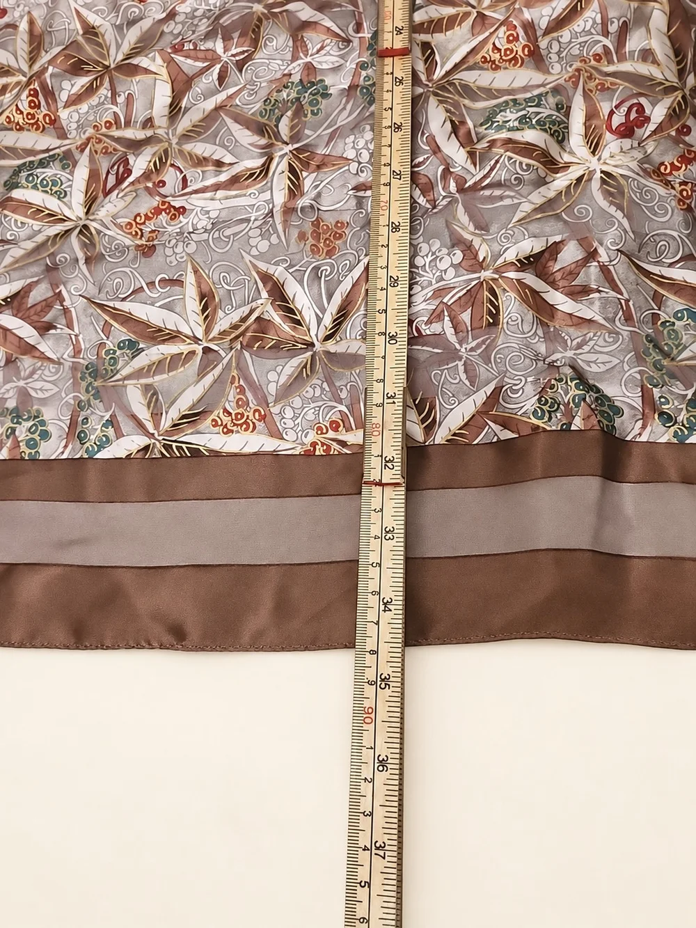 Hiroko for Dozo Silk Scarf Brown Botanical Print 34